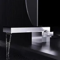 Basin Faucets Digital Display Brass Chrome Bathroom Faucet Single Handle Hot Cold Waterfall Basin Mixer Tap New Arrival 5