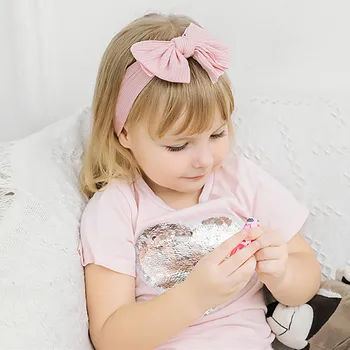 Knit Baby Headband Rib Bow Elastic Soft Nylon Newborn Headbands Baby Girl Children Turban Infant Kids Headwear Hair Accessories 5