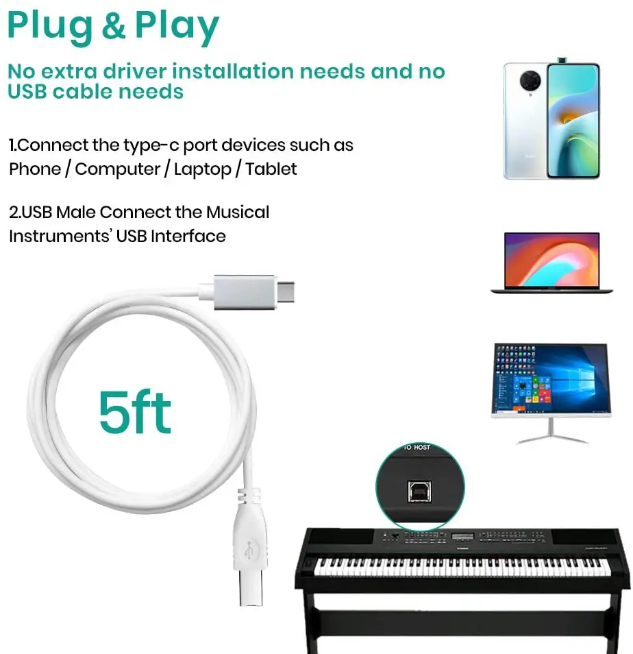 USB C - USB 2.0 ̺ 5FT  C - USB ̺ - ̵ Ʈѷ Ű  ̽   Ǳ