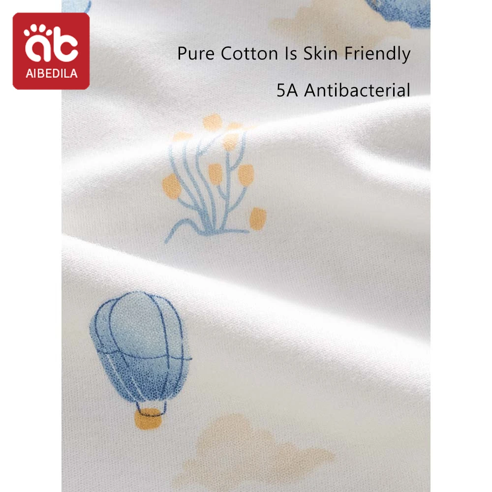 AIBEDILA Baby Sleeping Pajamas Summer Three Quarter Sleeve Robes Newborn Cotton Kids Integrated