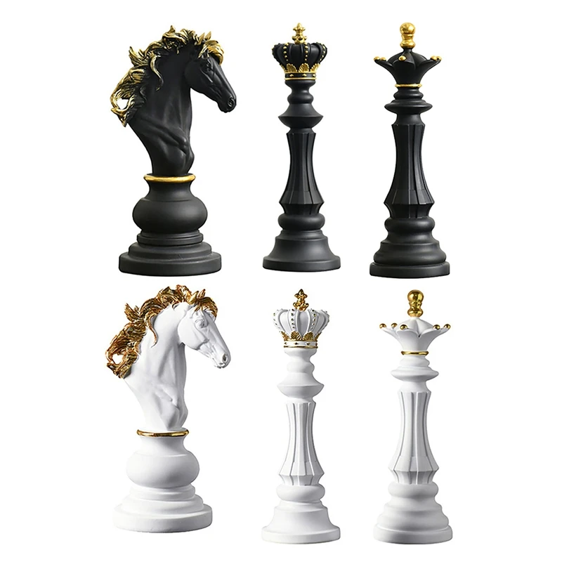 

Resin Retro International Chess Figurine For Interior King Knight Sculpture For Art Ornaments Home Decoration