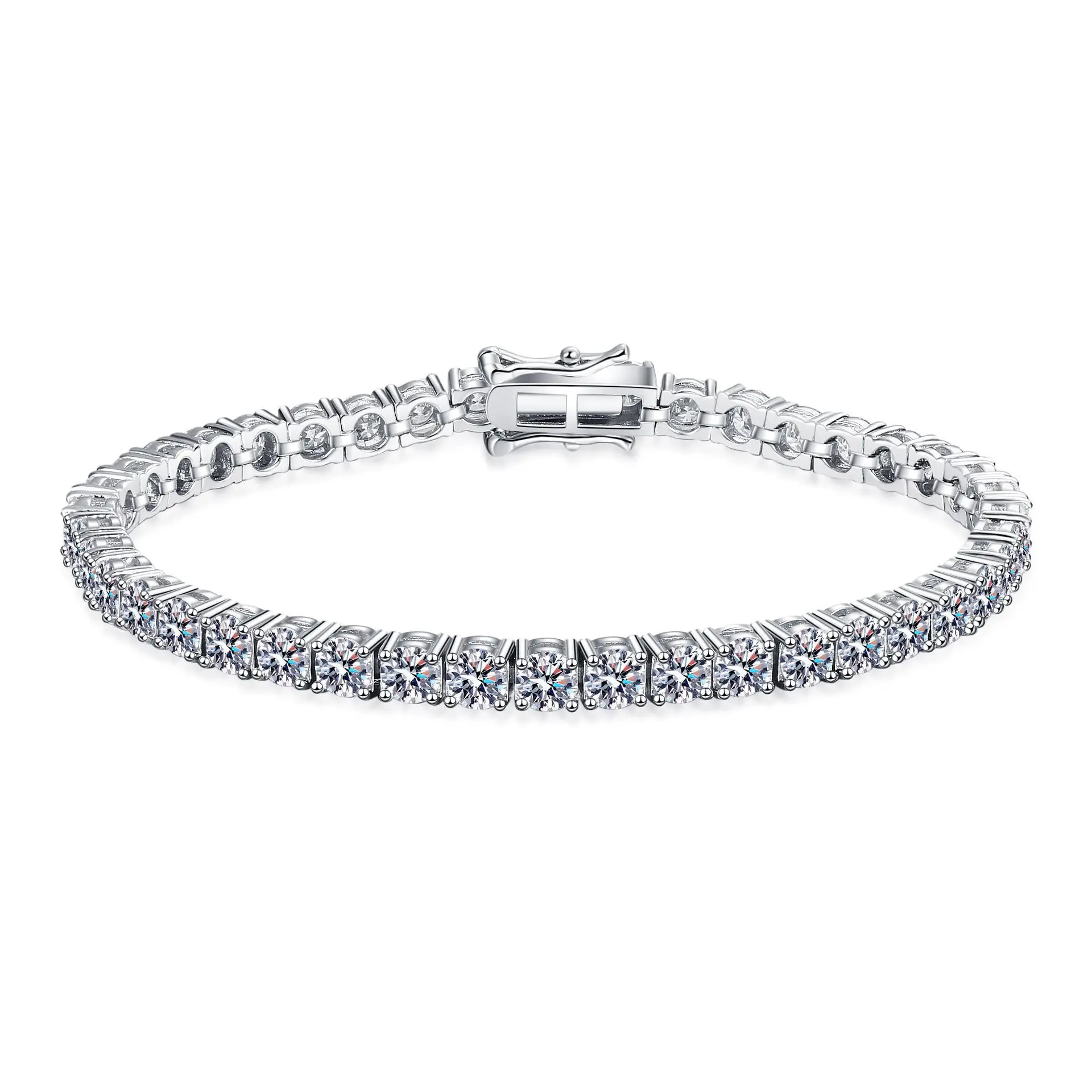 Ms. PT950 Platinum Bracelet, Platinum Filled Four-Claw 10 Points Mossanite, 18cm (Single 10 Points) 5.4 Carat. 5