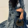 Middle Eastern Women cardigan Loose Tie Dye Abayas Casual Kaftan Arabian Maxi Dress Full Sleeve Open Front Jilbabs Without Hajib