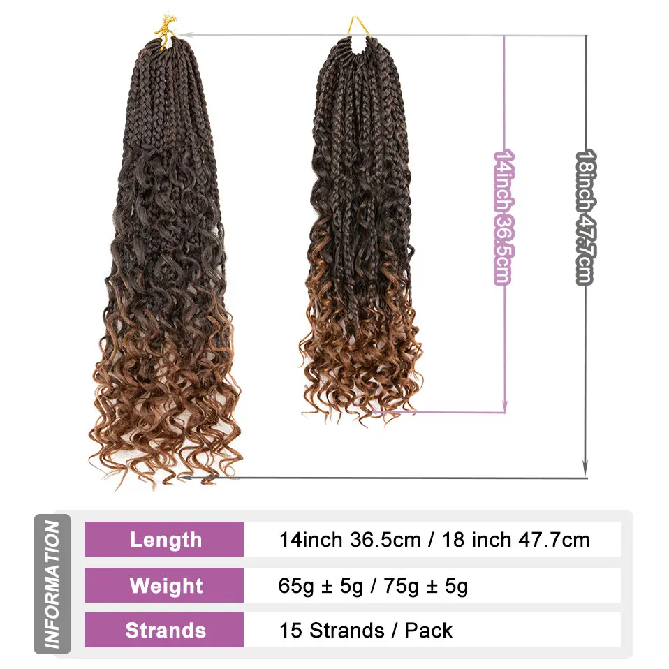 S-noilite Synthetic 14/18 inch Goddess Locs Hair Curls Ends Pre Looped Boho Dreadlocks Hair Extensions Soft Braiding Pieces