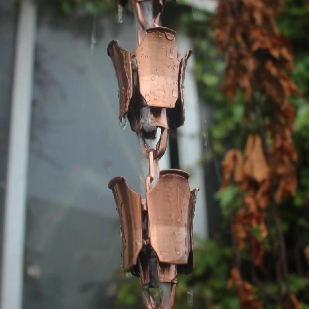 2.6m Japanese Style ABS Wine Cup Rain Chain with Electroplated Copper Color