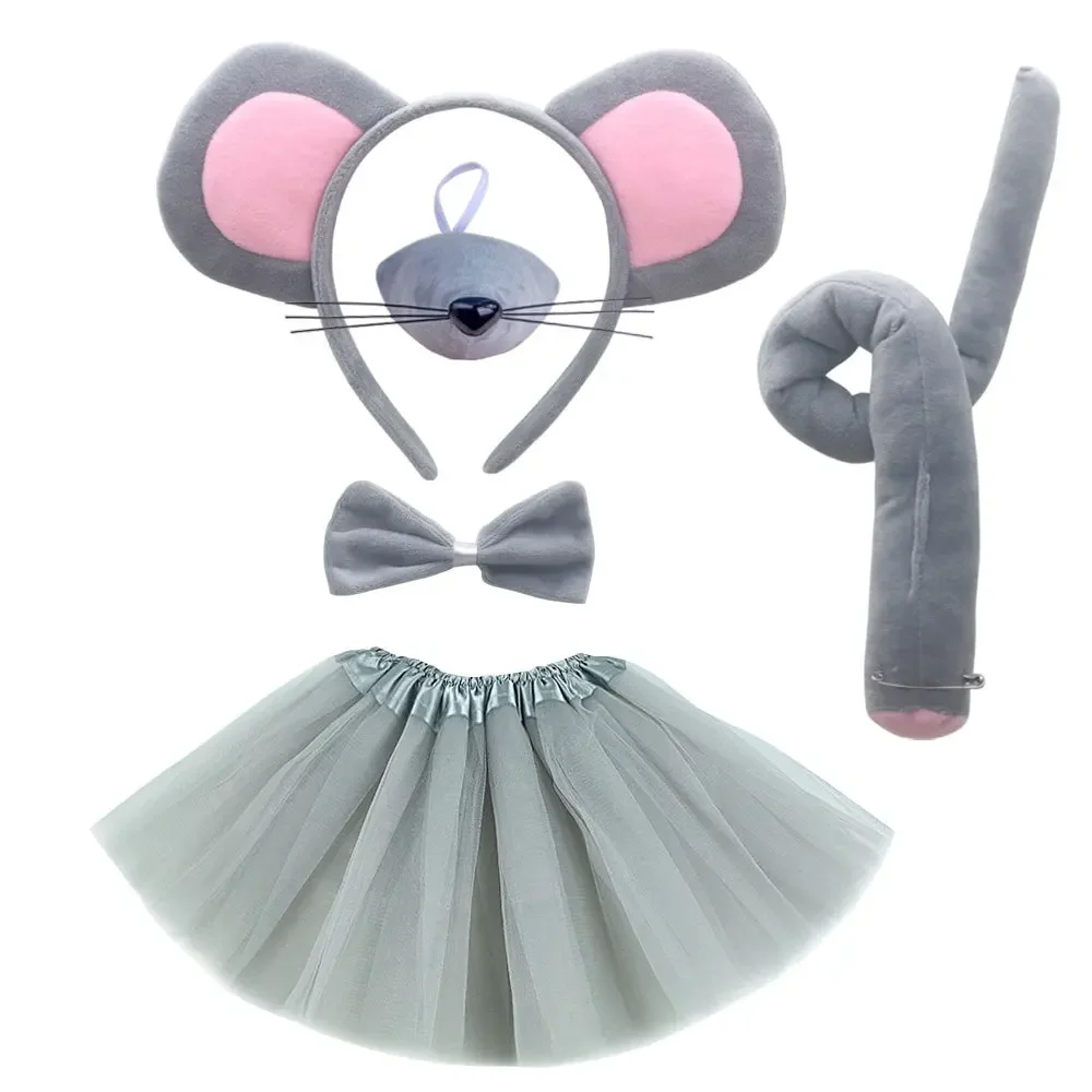 Conjunto de disfraz de rata y ratón gris, falda tutú con orejas