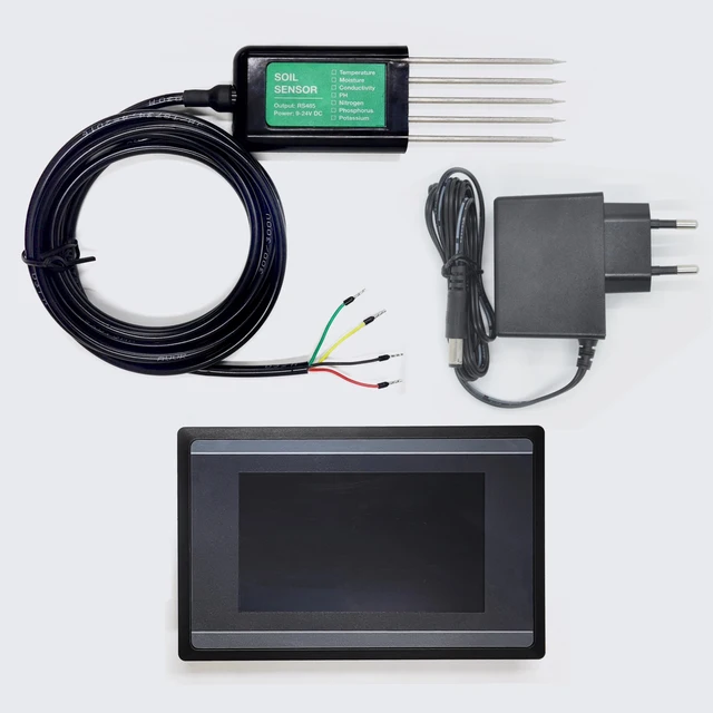 Soil Moisture Temperature Humidity EC PH Salinity NPK 8 in 1 Sensor with HMI Touch Screen Kit 1