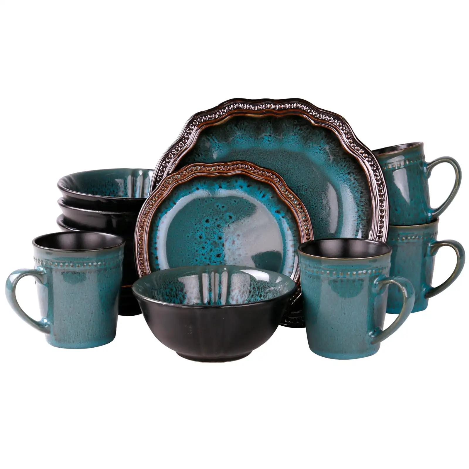 

Mystic Waves 16 Piece Dinnerware Set in Turquoise