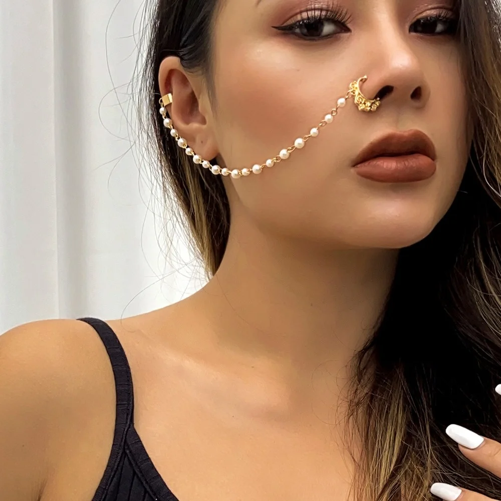 Nose Hoop Chain with Silver Chain