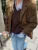 Vintage Fashion Pocket Jackets For Women Winter High Street Lapel Elegant Solid Commute Winter Outwear Ladies  Coat
