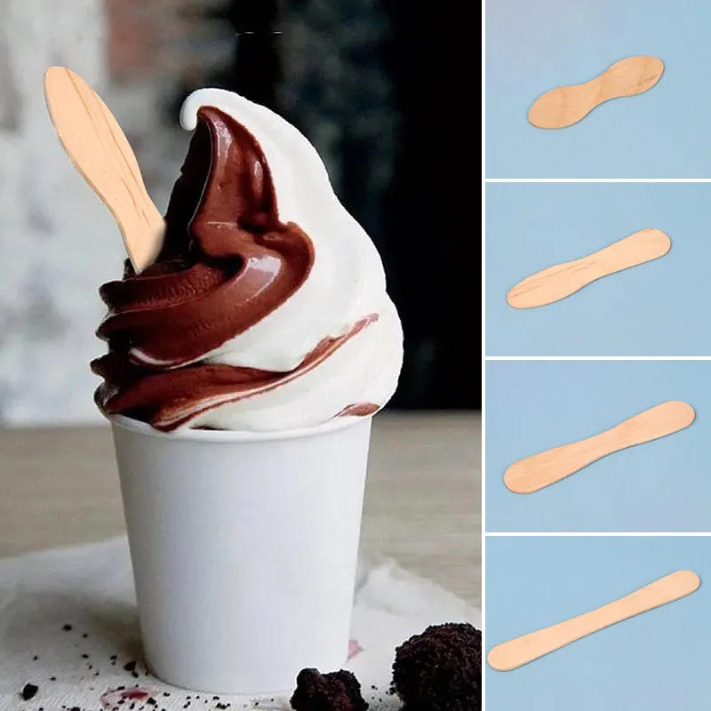Ice Cream Popsicle Stick Wood 50/100pcs Homemade Spoon Popsicle Accessories