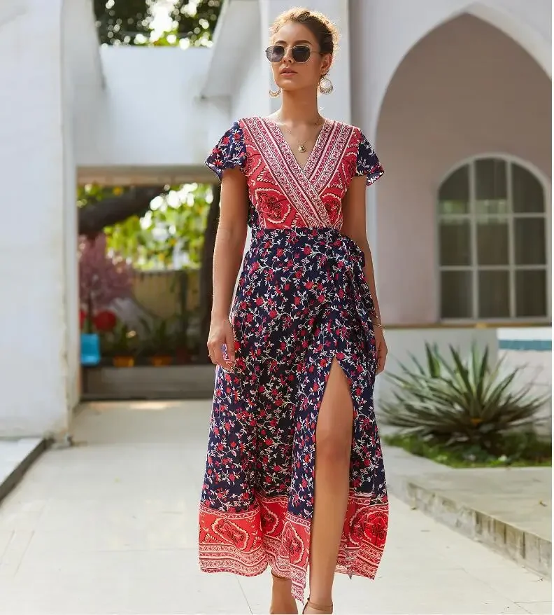 

2024 Spring/Summer Fashion New England Asymmetric Split Sexy Slim Casual Elegant Women's Dress Irregular Asymmetry