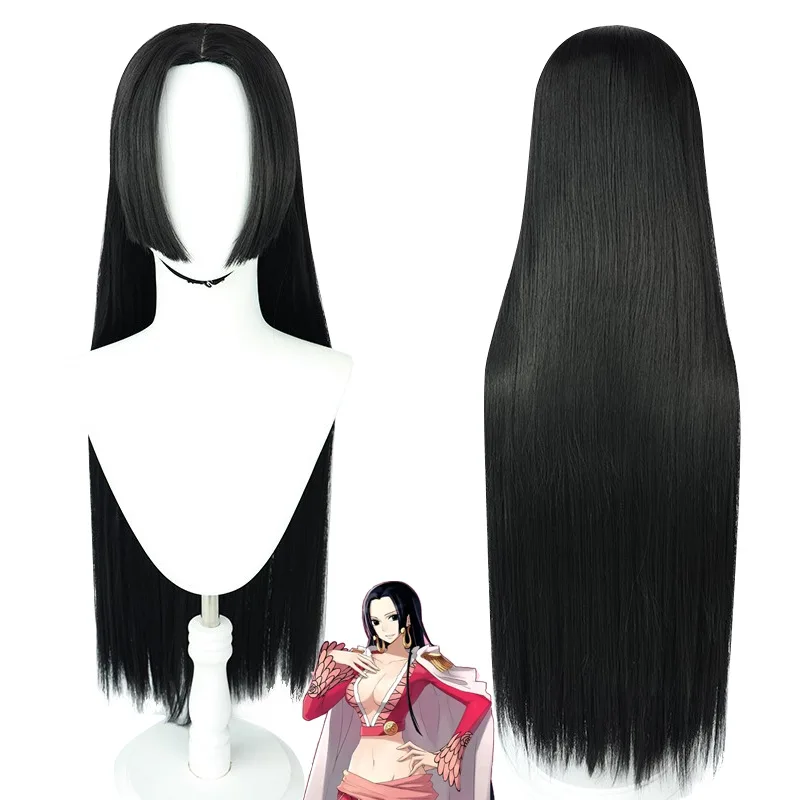 Long Black Synthetic Wig Natural Hairline for Women Cosplay Costume Anime Party High Temperature Fiber