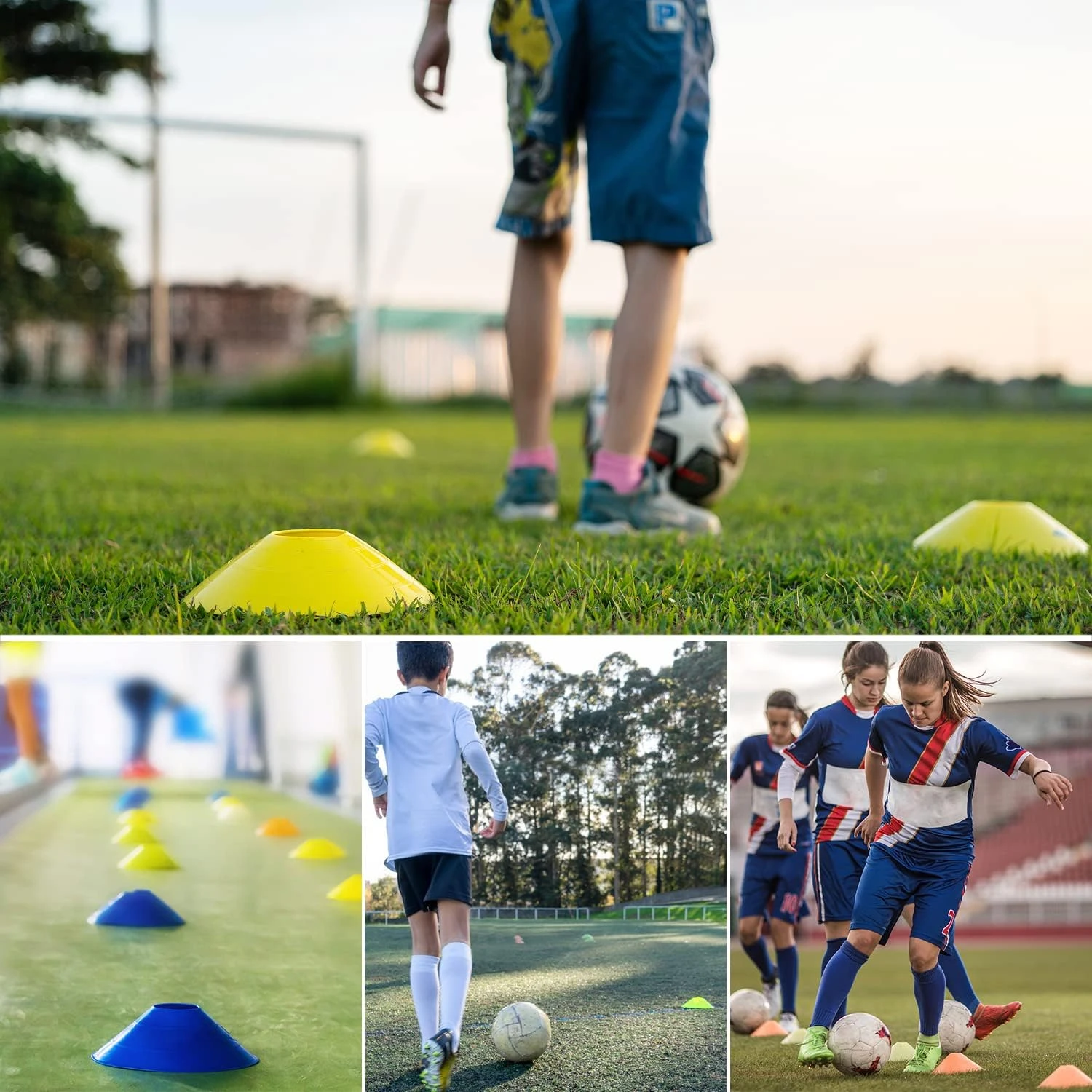10PCS Agility Soccer Cones with Carry Bag and Holder for Sports Training Football Basketball Coaching Practice Equipment soccer training cones