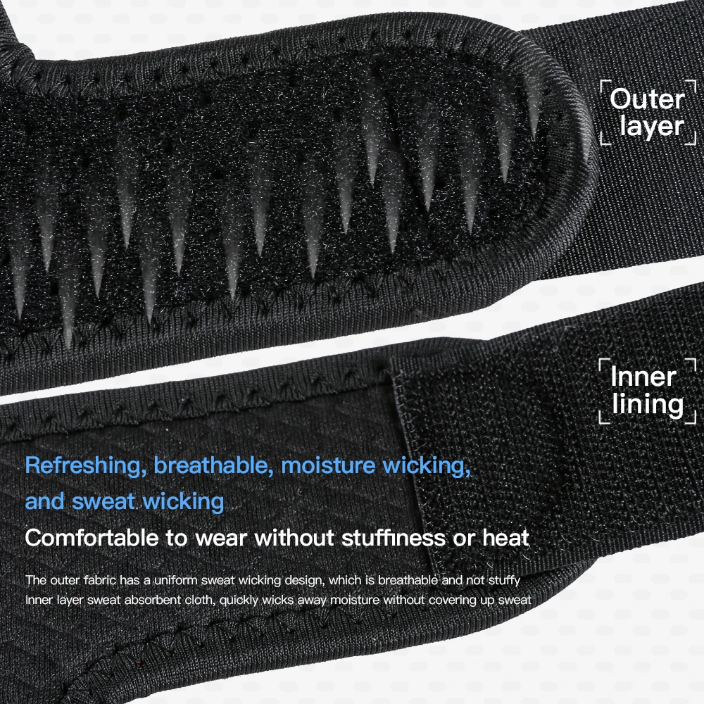 2PCS breathable inner lining wrist guard with two internal spring strips, supporting adjustable wristbands with pressure bands