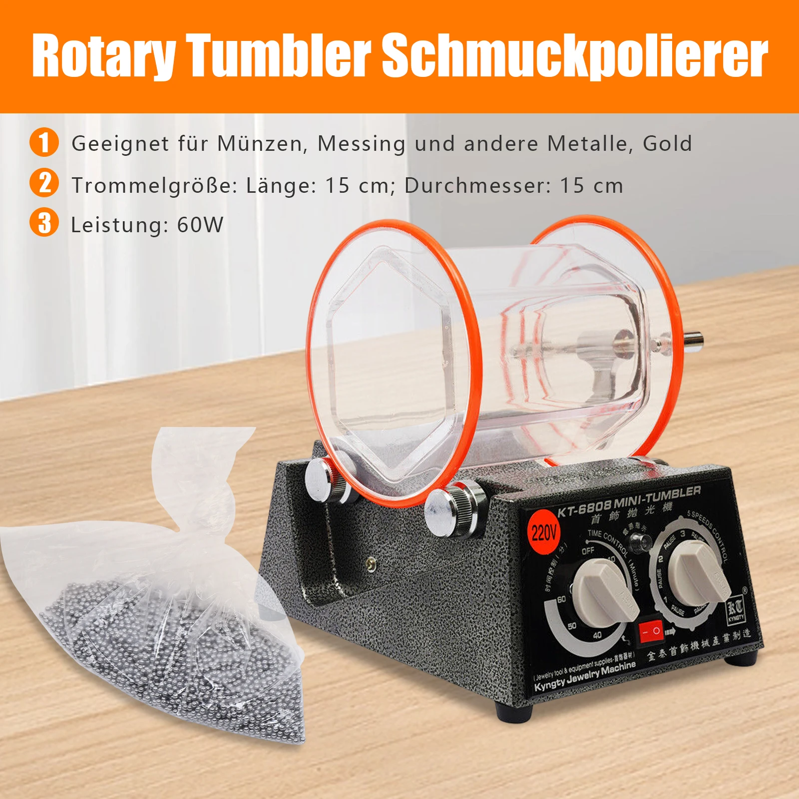 Rotary Tumbler Jewelry Polisher Machine Polishing Bead Finishing Machine 3KG 110V/220V Poliertrommel Poliermaschine