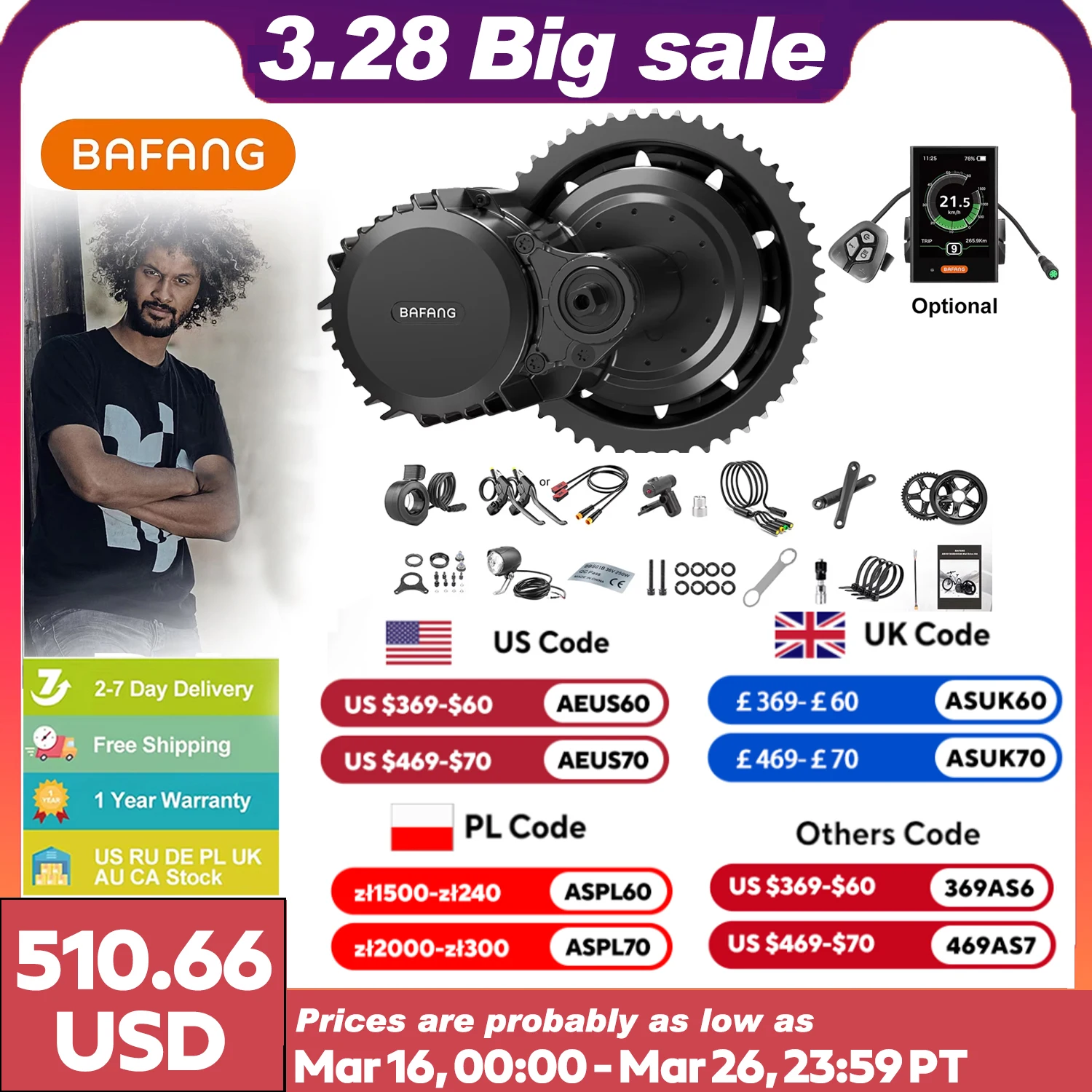 Bafang pode 48v 52v 1000w mid drive motor bbshd ebike kits bb 68