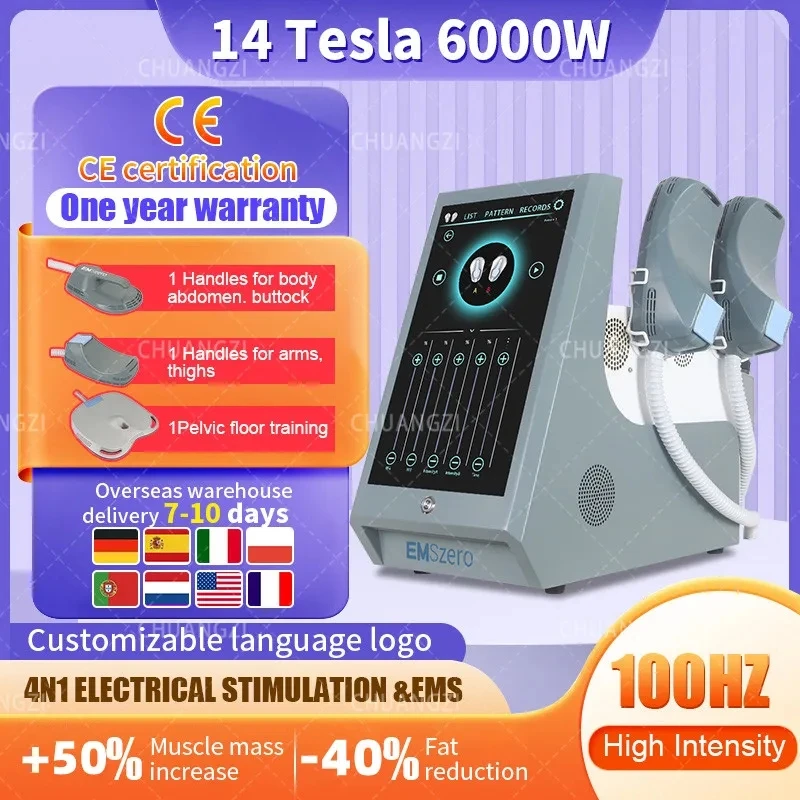 

Emszero NEO машина для похудения 6000 Вт DLS-Emslim 14 Tesla RF Hi-EMT фигура потеря жира с 4 ручками наращивание мышц
