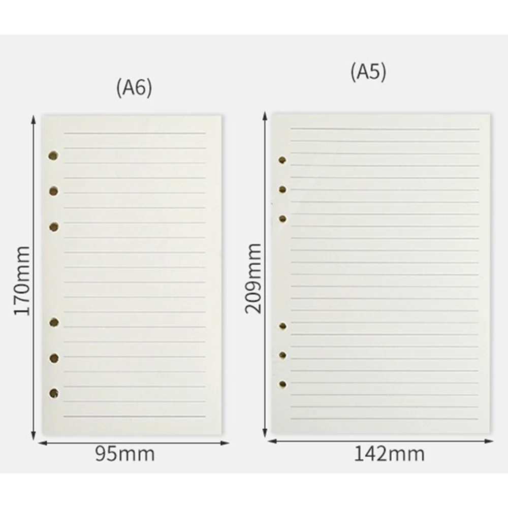 80 Sheets A5/A6/A7 6 Ring Notebooks Inner Pages Binders Loose-leaf Paper Folders Office School Stationery Accessories Blank Line 2