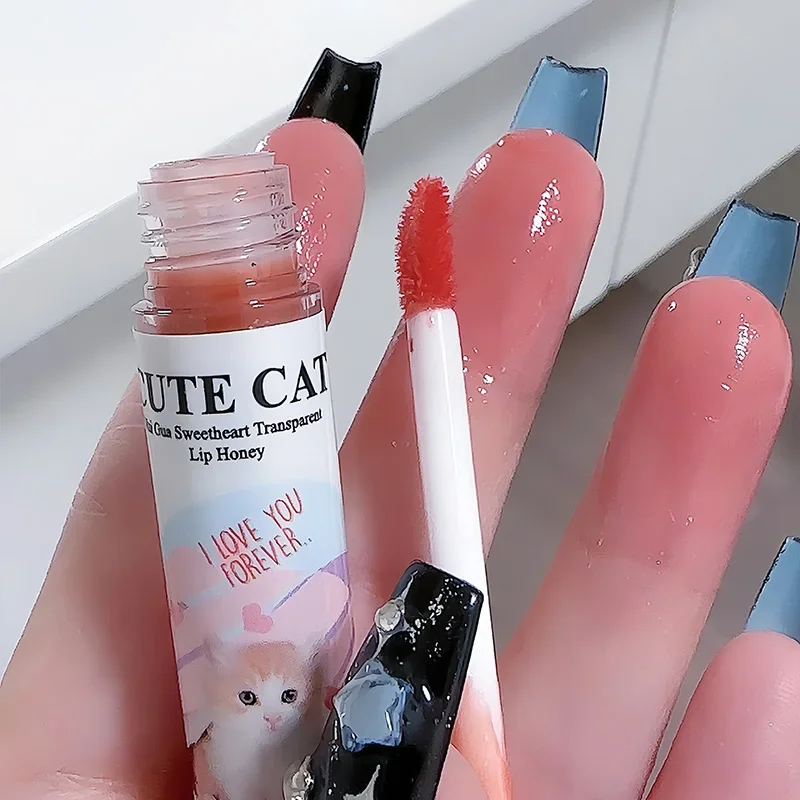 6Pcs/set Cute Cat Mirror Water Lip Gloss Set Red Tint For Lips Makeup Long Lasting Glass Lip Glaze Waterproof Lipstick Kit lip gloss lip makeup lip glaze lip tint