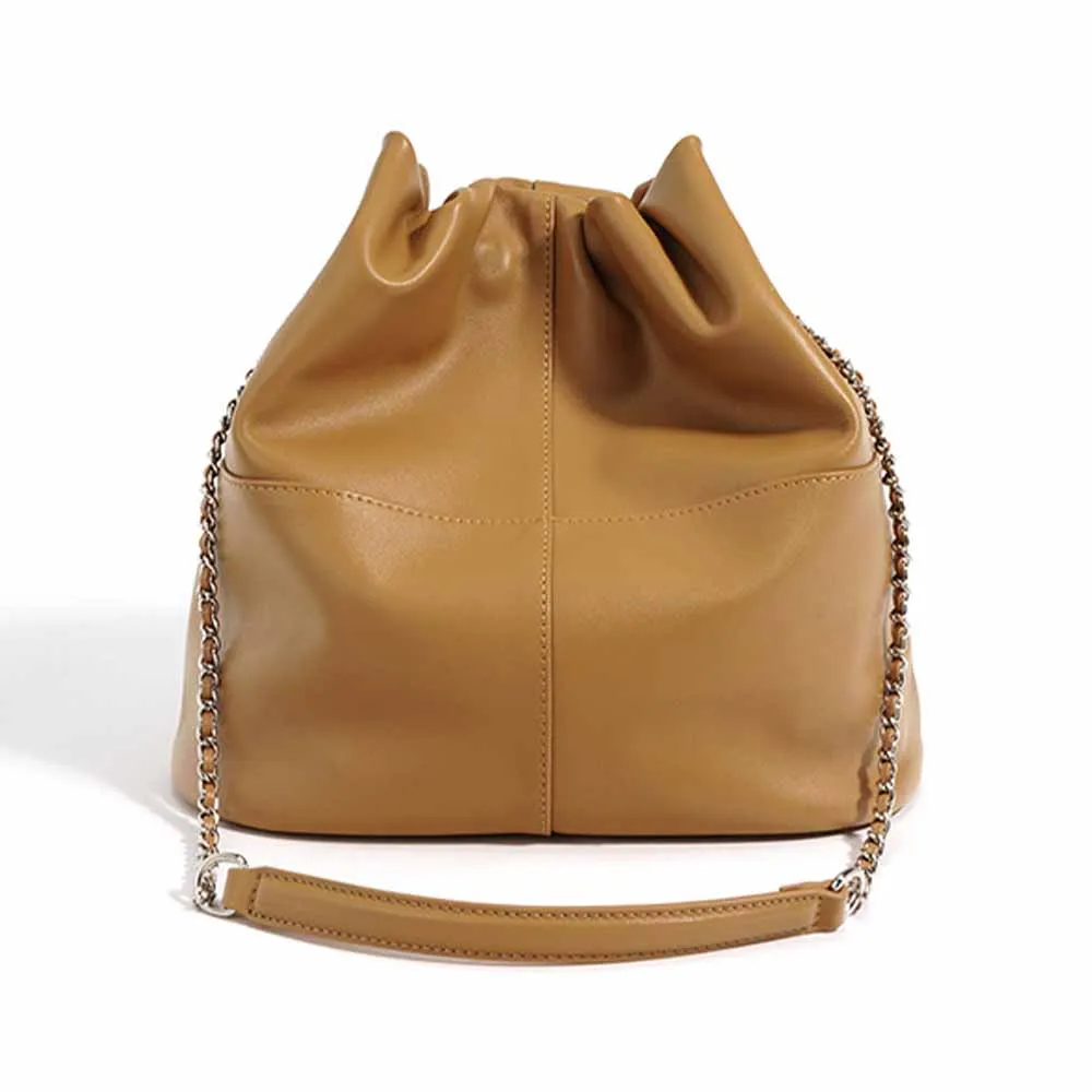 

MS Soft Cow Leather Women Shoulder Bags New Summer Chains Messenger Bags Fashion Lady Commuting Daily Purses Mini Tote 2023