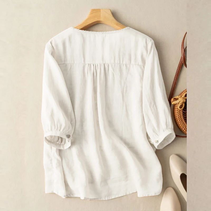 Lace Decorated Embroidery Blouse Women