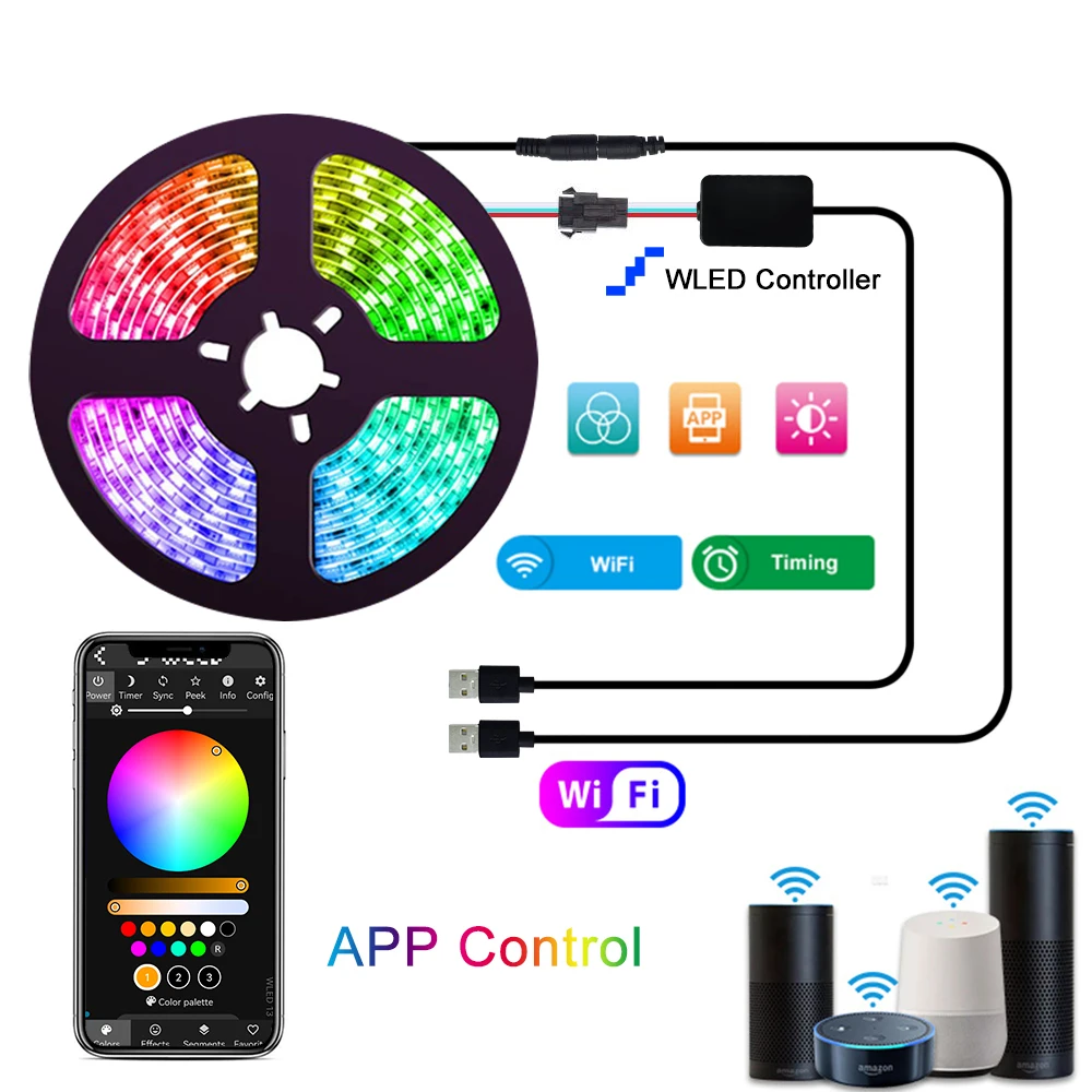 DIY Ambient Light Kit Led Strip Lights Led Strip Light Led Light Strip Addressable WS2812b 5V USB RGB LED Strip PC Monitor Luces Inmersivas TV Alexa WIFI Sync Backlight Tape