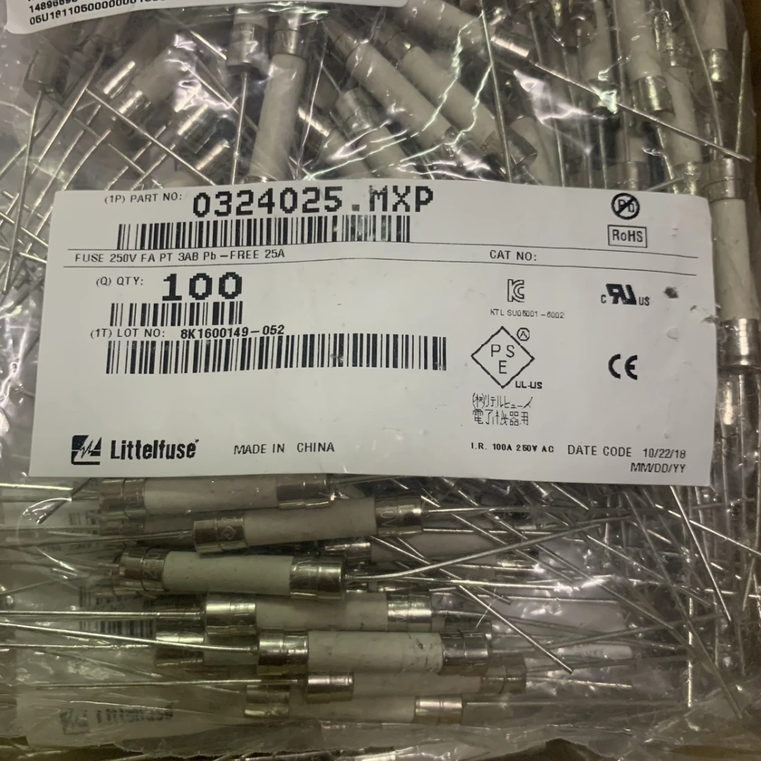 Original LF Fast Blow ceramic Fuse Tube With pin 6X30 6x32MM 250V 5A 8A 10A 12A 15A 20A 25A 30A 40A 324 Fast Acting Fuse 5PCS