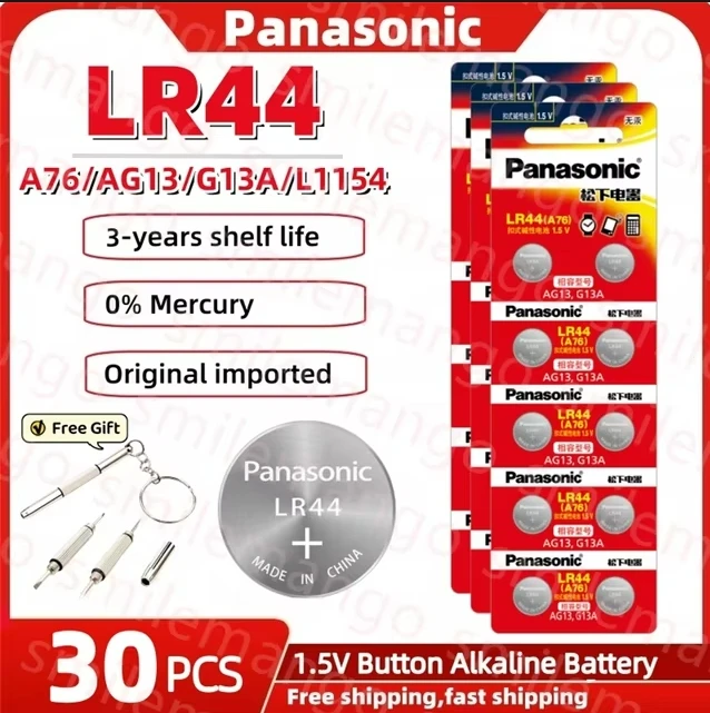 Panasonic LR44 Pila A Bottone V13GA, A76, 82, LR1154, 357 A - Foto 9