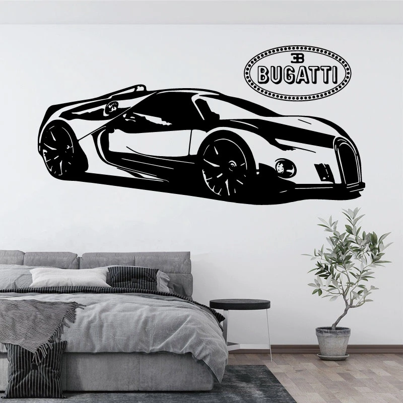 Bugatti Veyron Silhouette Vinyl Wall Decal Car Club Car Lovers Bedroom  Living Room Home Decoration Wall Sticker Wallpaper 2CE24|Wall Stickers| -  AliExpress