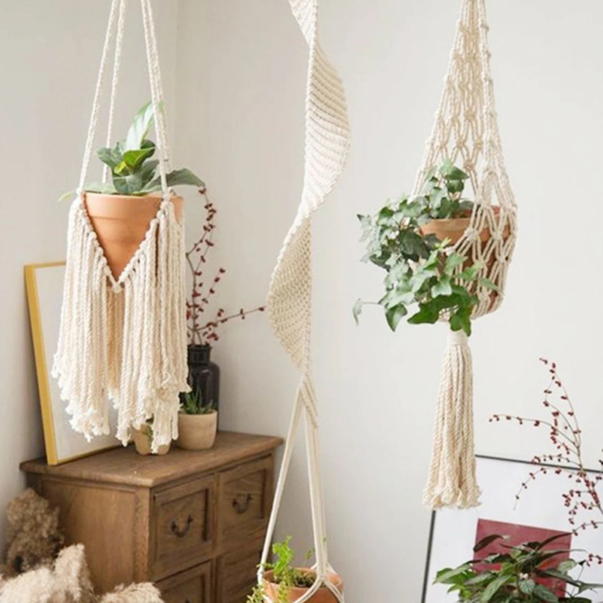 Description Picture 2 of itemMacrame Plant Hangers Handmade Cotton Rope Flower Pots Holder Decorative Indoor Hanging Planter Basket Plant Hanger for Indoor