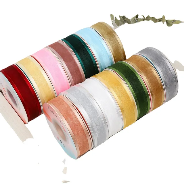 Nastro Chiffon Iridescente 10m - Organza Sfumata Per Bouquet Matrimoni Decorazioni 55mm