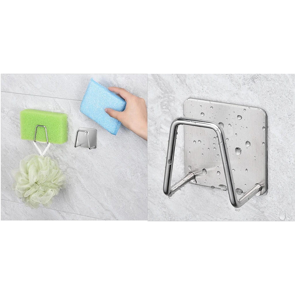 2 Holder, Wall Mount Hooks Hanger Sponge Soap Scrubbers Holder