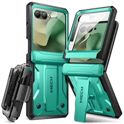 Ultra - Durable Privacy Case with Stand, Belt Clip, and Hinge Protection - Black for Motorola Razr 2025 (HD Copper Green)