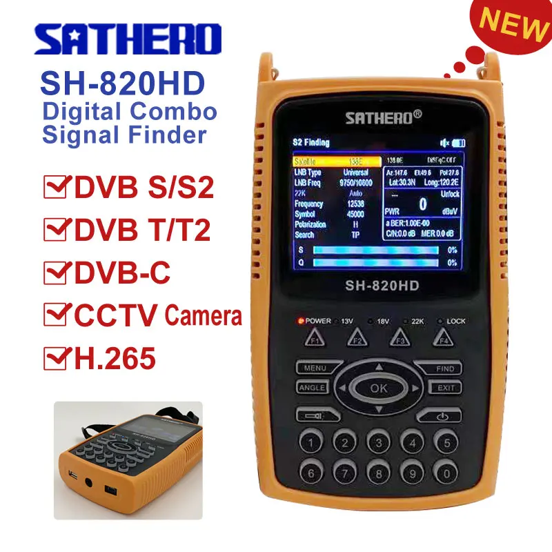 Digital Satellite Finder DVB-T Signal Meter SATHERO SH-820HD  signal finder meter cctv tester AHD TVI Camera tester