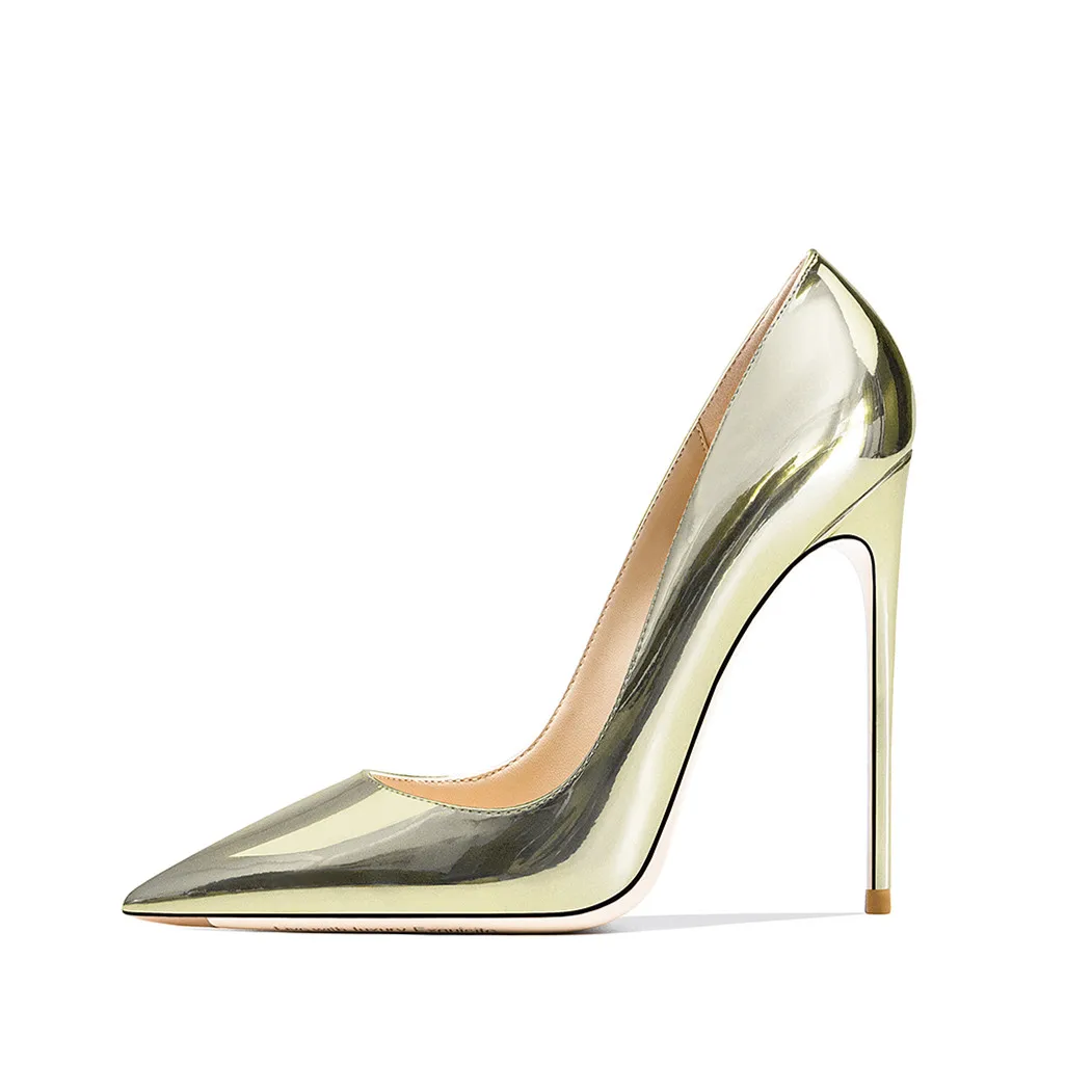 Women Light Golden Pumps Super Sexy High Heeled Shoes Shallow Spring Summer Single Shoes for Wedding Party
