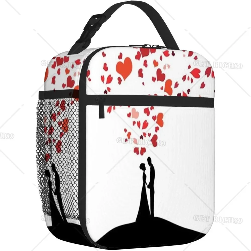 

Темы дня святого Валентина, изолированная сумка для обеда для женщин и мужчин, пара влюбленных Под любовью, герметичная коробка для офиса и путешествий