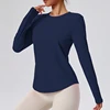 Women's Round Neck Fitness Yoga Clothes Gym Exercise Long Sleeved Tops Pilates Yoga Long Sleeved Tops
