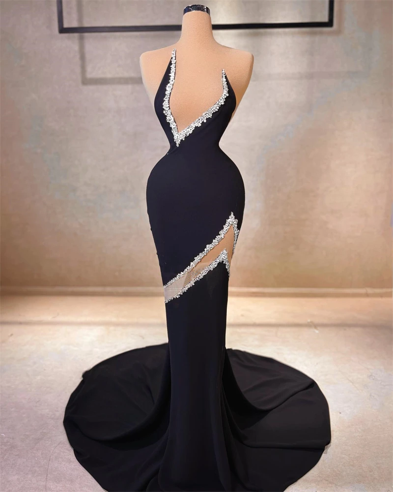 

Noble Popular BLack Strapless Tight Prom Dress Floor-Length With Sleeveless Evening Summer Party Dress For Women2023