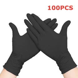 Pink Nitrile Disposable Gloves - Powder-Free for Household, Gardening, Beauty, and Kitchen Use (50/100 PCS) (Black 100pcs)