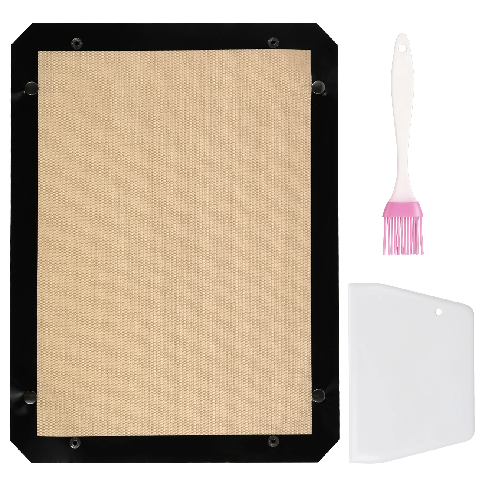 Silicone Fiber Non-Slip Baking Mat with Scraper and Brush