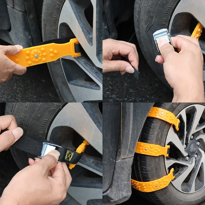For Snow Mud Ice Tire Chain Straps Automobile Cow Tendon Steel Nail Tire Anti-skid Chain Traction Blocks Emergency TPU Anti-Skid