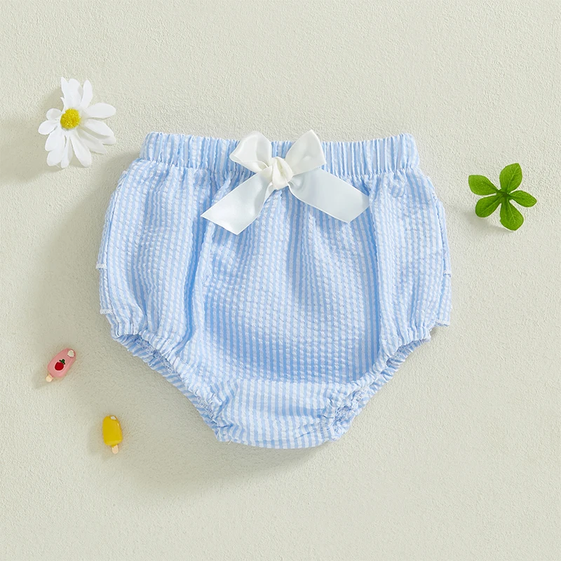 MISOWMNJOY Newborn Baby Bloomers Shorts Summer Girls Boys Stripe Print Panties Ruffle Tiered Elastic Waist Diaper Coves Shorts