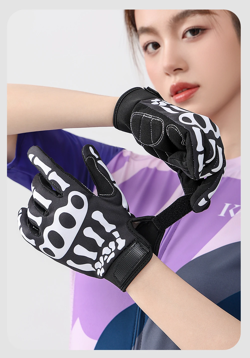 Full finger gloves, skeleton breathable and wear-resistant sports bicycle gloves, men's and women's skeleton gloves, anti slip g