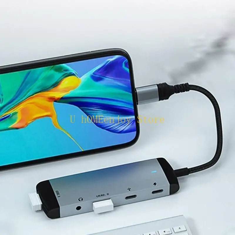 B0KF 5-in-1 유형 C 초고속 도킹 스테이션 USB USB 2.0/3.5mm 60W PD 충전 PC 노트북용 다중 데이터 전송 허브