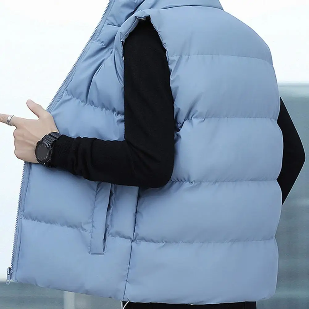 

Neck Protection Waistcoat Stand Collar Vest Stylish Men's Winter Vest Warm Sleeveless Waistcoat with Stand Collar for Outdoor