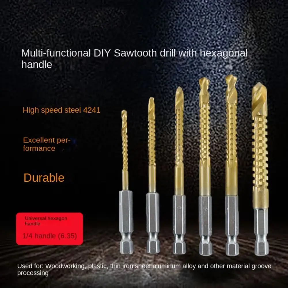 

Hole Opener Serrated Drill Bit Durable High Speed Steel Hexagonal Shank Slotting Tools Twist Drills Woodworking