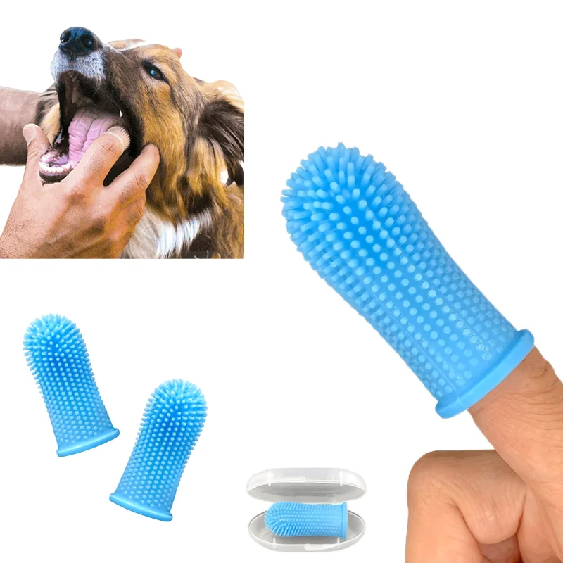 Soft Dog Toothbrushes Silica Gel Pet Finger Toothbrush Teeth Cleaning