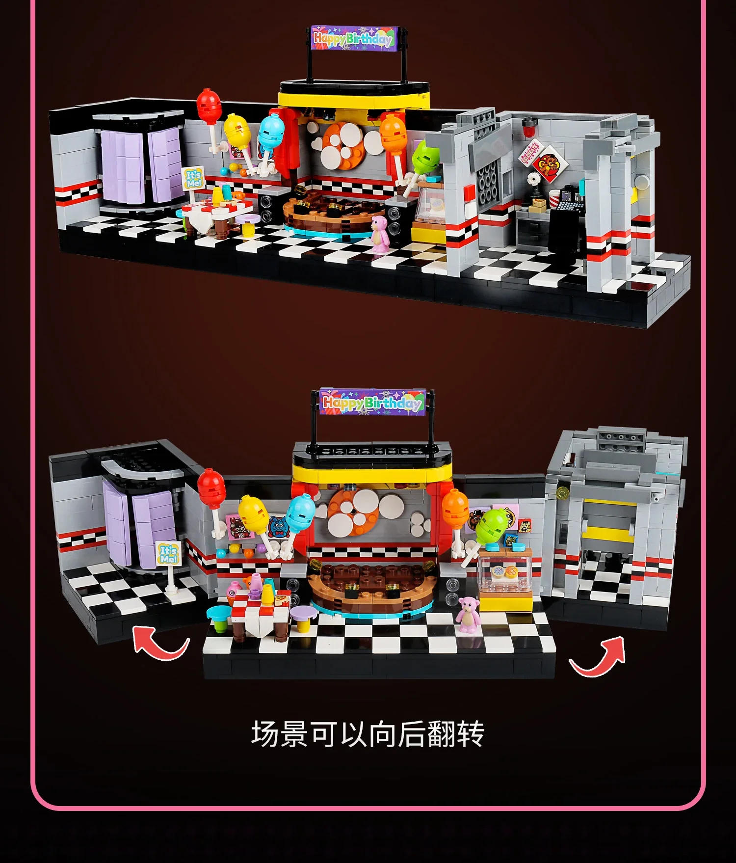 MOC 공포 게임 세트 벽돌 도시 식당 바 장면 액션 그림 DIY 빌딩 블록 어린이를위한 어린이 장난감 생일 선물