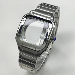 Rose Gold Silver Stainless Steel Square Case for NH35 Movement - Premium Modification Accessory (A1)